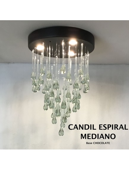 Candil Espiral Mediano Cristal Base Chocolate
